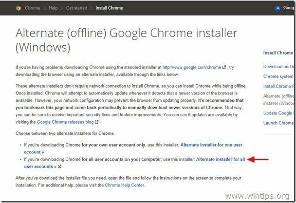 google chrome alternativt installationsprogram