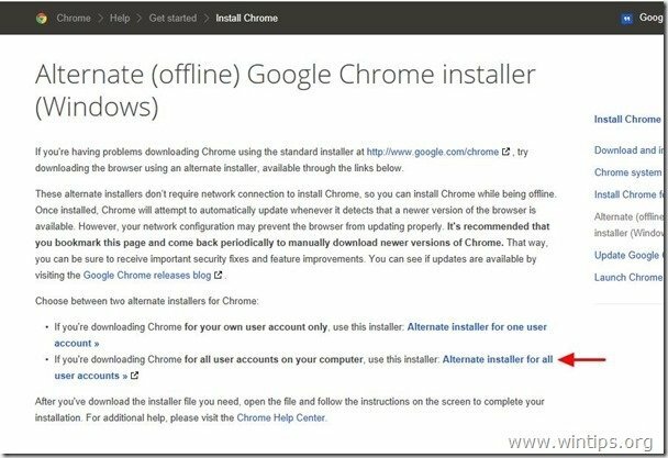 google chrome alternativt installasjonsprogram