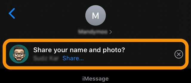 delite svoje ime in foto sporočilo v aplikaciji Messages iOS 13 in iPadOS