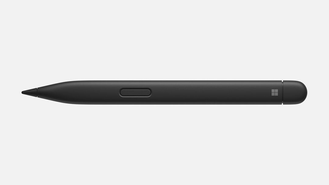 Surface Slim Pen 2 on Microsoftin digitaalisen kynän uusin sukupolvi, jossa on hienompi kärki ja haptinen moottori kosketuspalautteen antamiseen, mikä simuloi kynän tuntua paperilla. Se on tallennettu ja ladattu magneettisesti Surface Laptop Studion pohjassa.