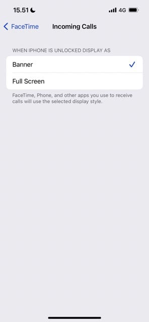Opcije dolaznih poziva Snimka zaslona iPhonea