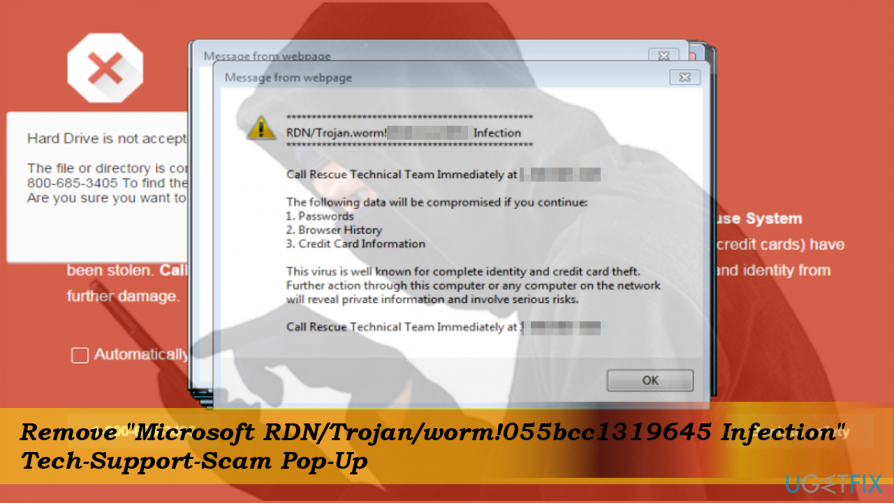 printscreen dari penipuan " Microsoft RDNTrojanworm!055bcc1319645”