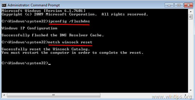 netsh winsock reset