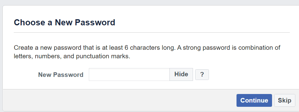 crea una nuova password facebook