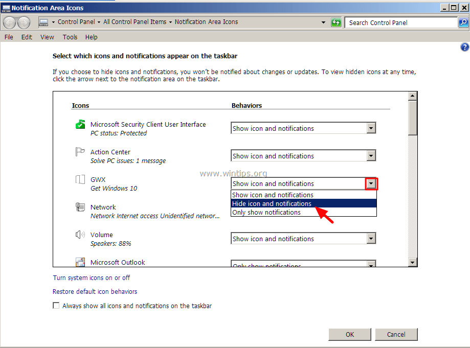Ausblenden-Get-Windows-10-Symbol