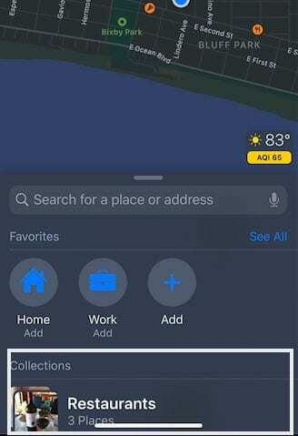 Samlingar i Apple Maps iOS 13