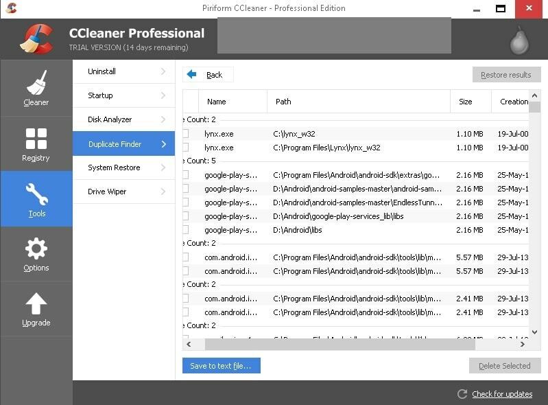 Wyszukiwarka duplikatów plików CCleaner