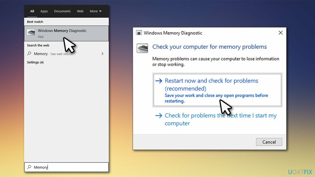Spustite diagnostiku pamäte systému Windows