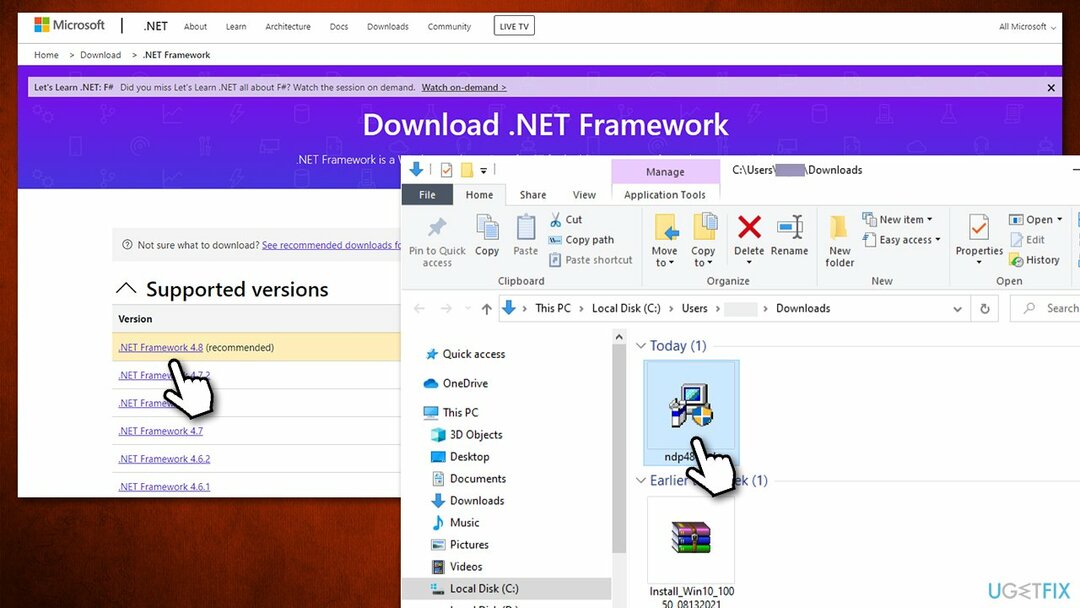 Instale la última versión de NET Framework