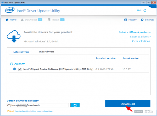 Intel® Driver Update Utility -apuohjelman lataus