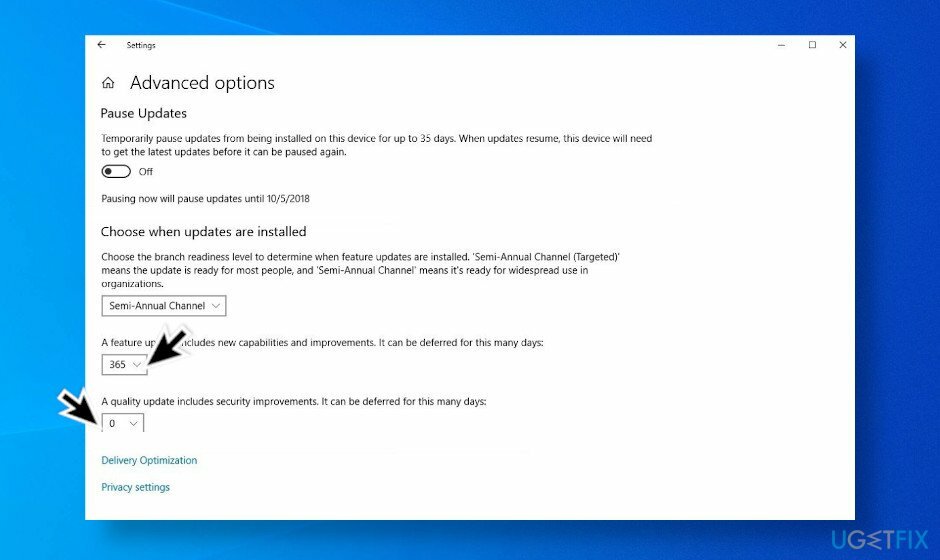 Odložte aktualizace Windows 10