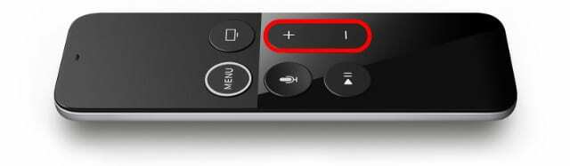 ปุ่มปรับระดับเสียงบน Siri Remote