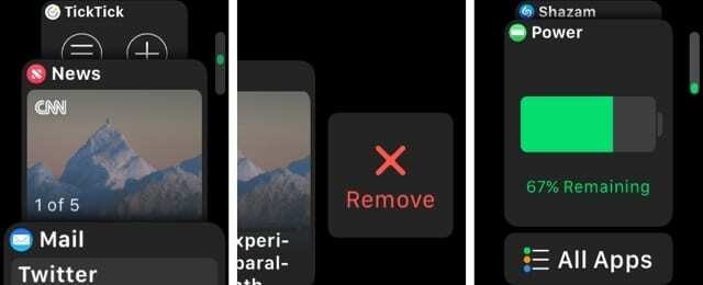 Aplikace Apple Watch Dock Remove