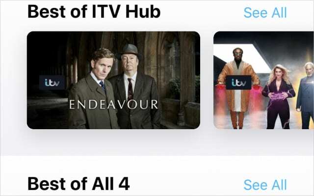 Il meglio di ITV Hub e All 4 sull'app Apple TV