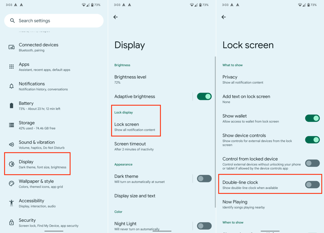 Android12のロック画面の時計のステップを変更できますか