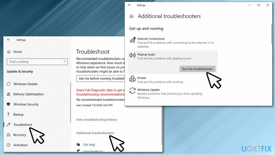 Esegui lo strumento di risoluzione dei problemi audio