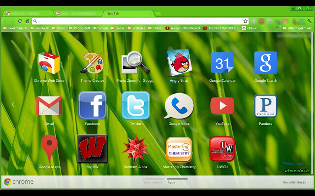 Green Turf - Standaard kleurthema in incognitomodus van Google Chrome