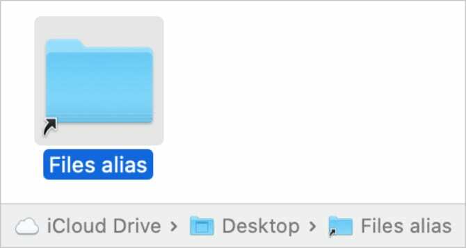 File alias folder di Finder dengan jalur file