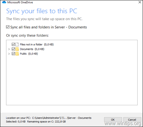 Jeden disk – vyberte SharePoint Folders-Files to sync