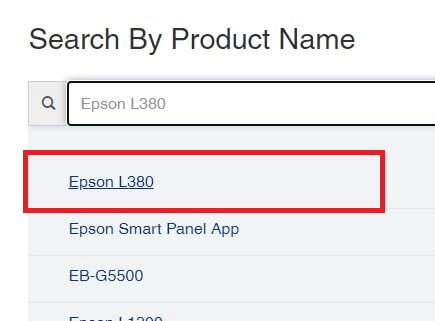 حدد الطابعة والماسح الضوئي Epson L380