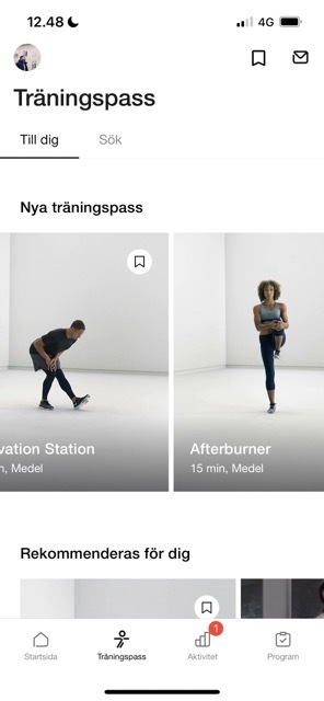 Screenshot, der Nike Training Club auf iOS in einer neuen Sprache zeigt