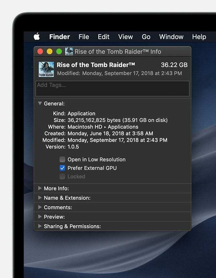 macOS Mojave préfère un GPU externe