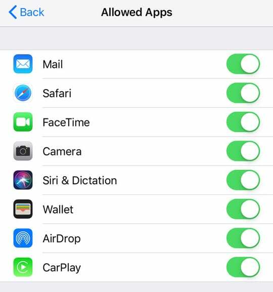 App consentite in Screen Time iOS 12 iPhone