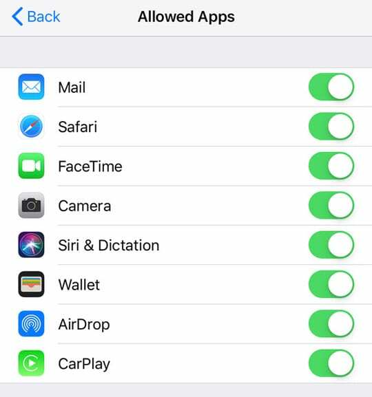 Aplicații permise în Screen Time iOS 12 iPhone