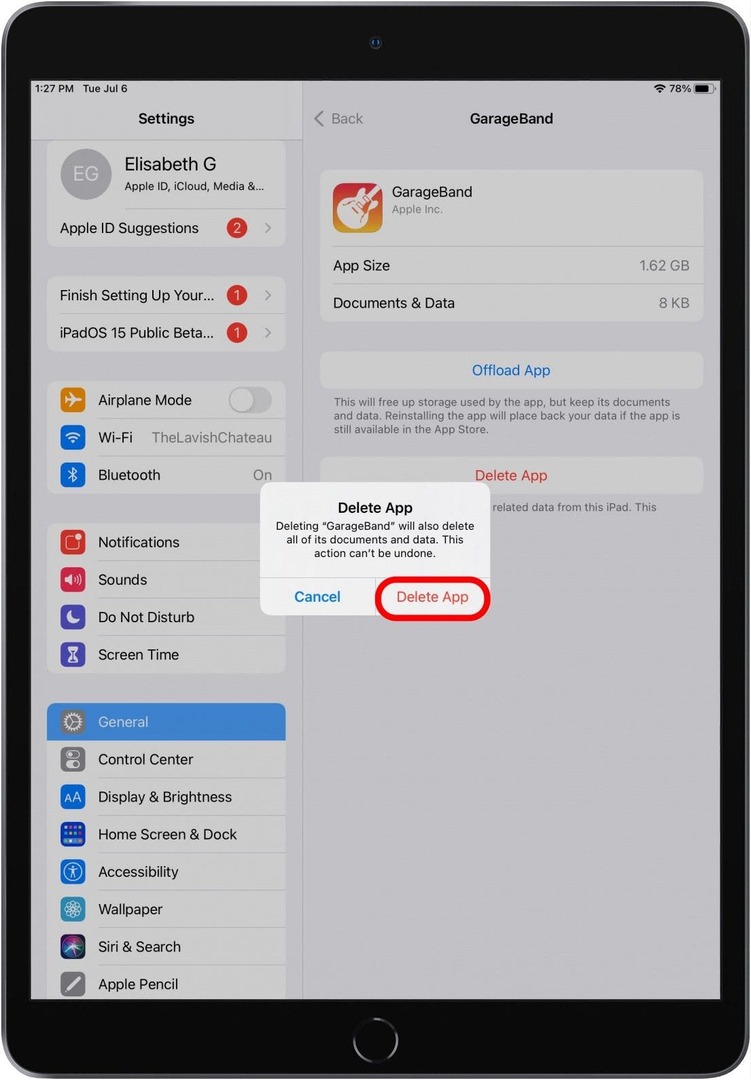 odstranite aplikacijo iPad