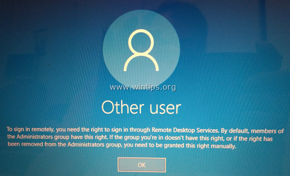 दूरस्थ रूप से साइन इन करने के लिए, आपको दूरस्थ डेस्कटॉप सेवाओं के माध्यम से साइन इन करने का अधिकार चाहिए