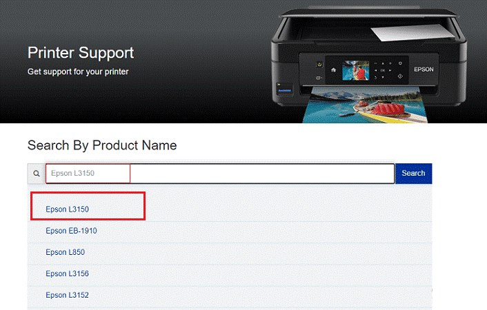 Epson skrivarsupportfönster