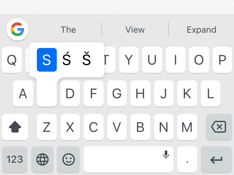 Atalho de letras maiúsculas no Gboard para iPhone