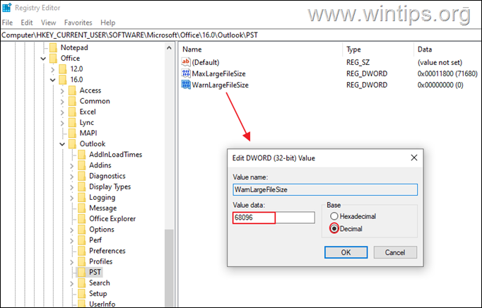 Erhöhen Sie die Größenbeschränkung für Outlook-Datendateien