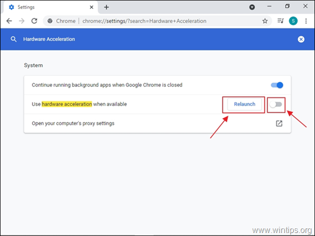 Chrome dezactivează accelerarea hardware