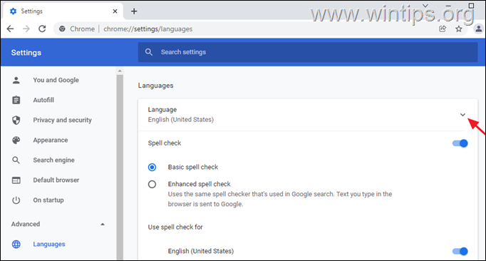 cambia la lingua di Chrome