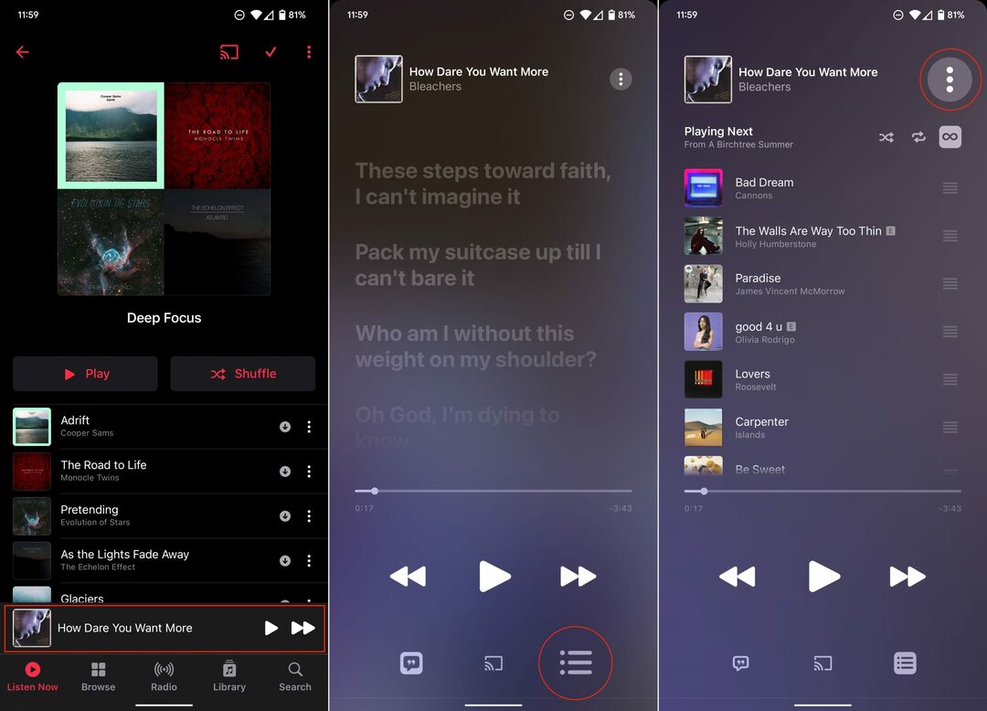 Cara mengatur pengatur waktu tidur di Apple Music di Android - 1