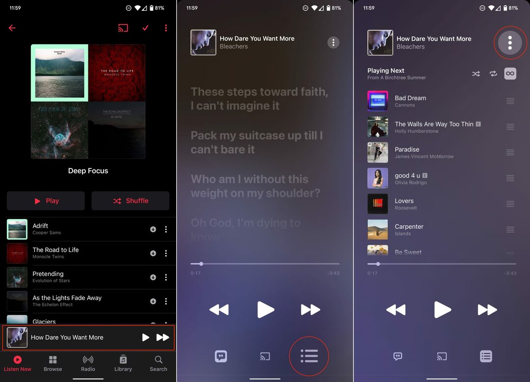 Slik stiller du inn en innsovningstimer i Apple Music på Android - 1