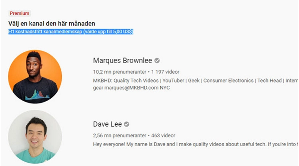 YouTube प्रीमियम चैनल सदस्यता पर्क