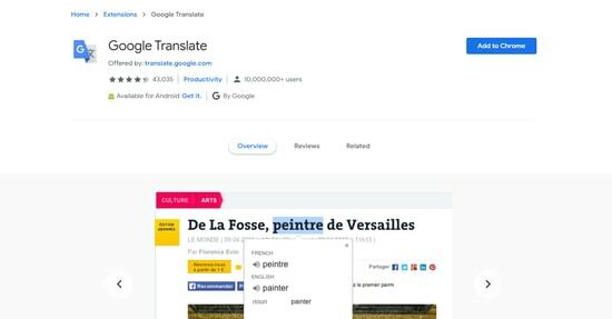 Google Translate - najboljši vtičnik za Google Chrome