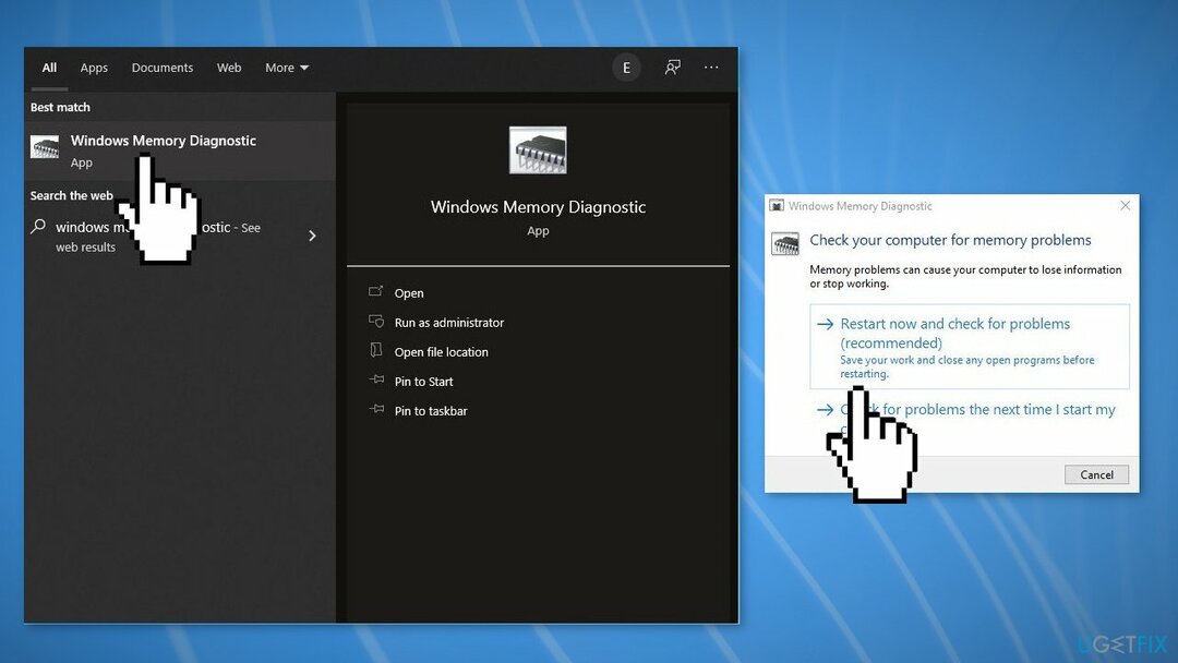 Käivitage Windowsi mäludiagnostika tööriist