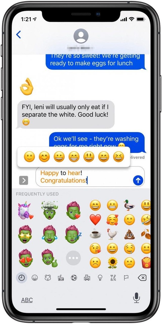 Apple emoji პარამეტრები