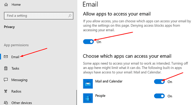 อนุญาตให้แอพเข้าถึงอีเมลของคุณ