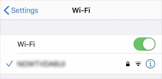 Võrku ühendatud iPhone'i WiFi-sätted