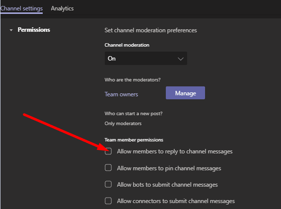 tillade medlemmer at svare på kanalbeskeder