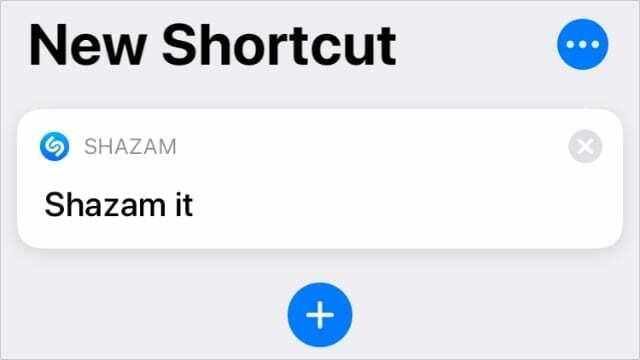 Ação do Shazam no aplicativo Shortcuts