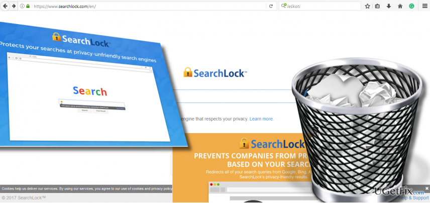 Menampilkan penghapusan virus SearchLock