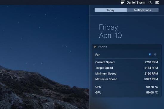 Fanny Widget pentru a monitoriza temperatura procesorului Mac