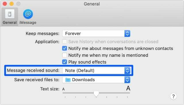 Pesan menerima opsi suara di preferensi Pesan di Mac