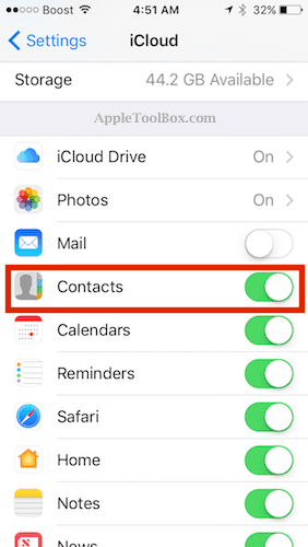 אנשי קשר חסרים ב-iCloud.com