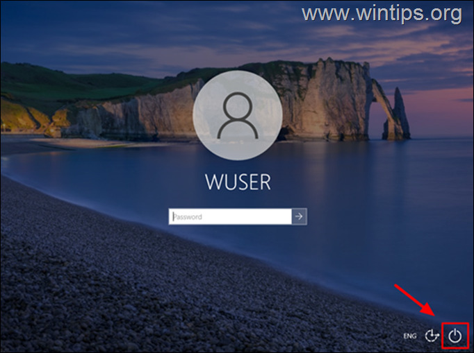 avviare la schermata di accesso di Winre